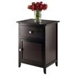 Winsome Eugene Transitional Solid Wood Nightstand with Cabinet in Espresso