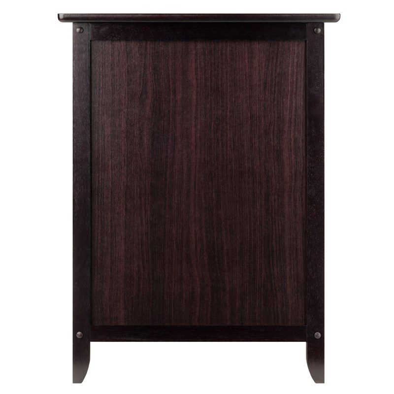 Winsome Eugene Transitional Solid Wood Nightstand with Cabinet in Espresso