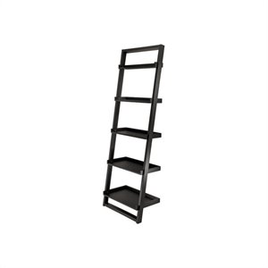 winsome bailey leaning shelf 5-tier ladder bookcase in black