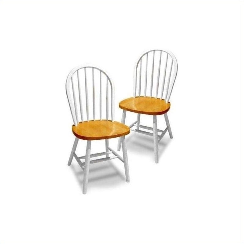 Winsome Windsor Dining Wood Side Chairs in White/Natural (Set of 2)