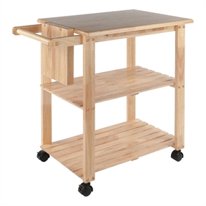 winsome utility butcher block kitchen cart in natural finish