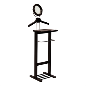 Winsome Carson Transitional Solid Wood Valet Stand with Mirror in Espresso