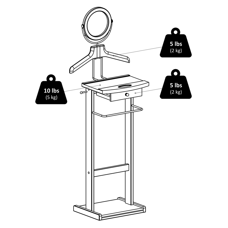 Winsome Alfred Transitional Solid Wood Valet Stand with Mirror in Espresso