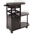 Winsome Jimmy Entertainment Transitional Solid Wood Bar Cart in Espresso