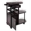 Winsome Jimmy Entertainment Transitional Solid Wood Bar Cart in Espresso