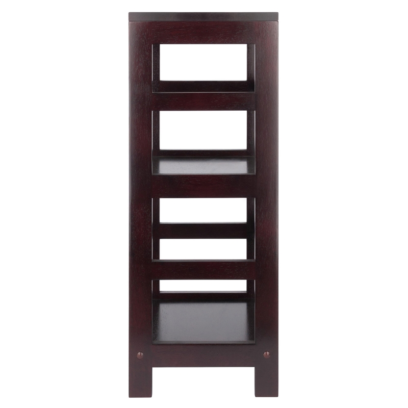 Winsome Leo 2 Section Transitional Solid Wood Book Shelving Unit in Espresso