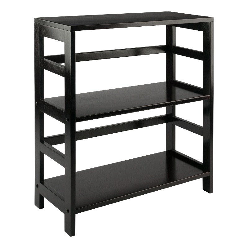Winsome Leo 2-Section Wide Transitional Solid Wood Storage Book Shelf - Espresso