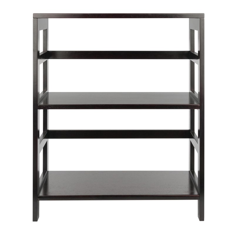 Winsome Leo 2-Section Wide Transitional Solid Wood Storage Book Shelf - Espresso