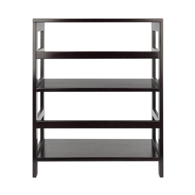 Winsome Leo 2-Section Wide Transitional Solid Wood Storage Book Shelf - Espresso
