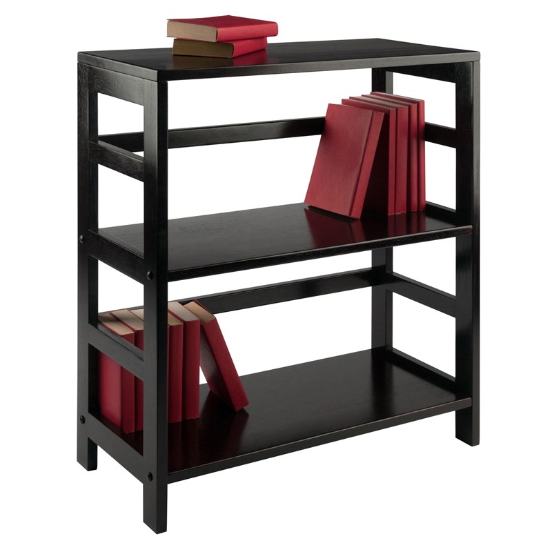 Winsome Leo 2-Section Wide Transitional Solid Wood Storage Book Shelf - Espresso
