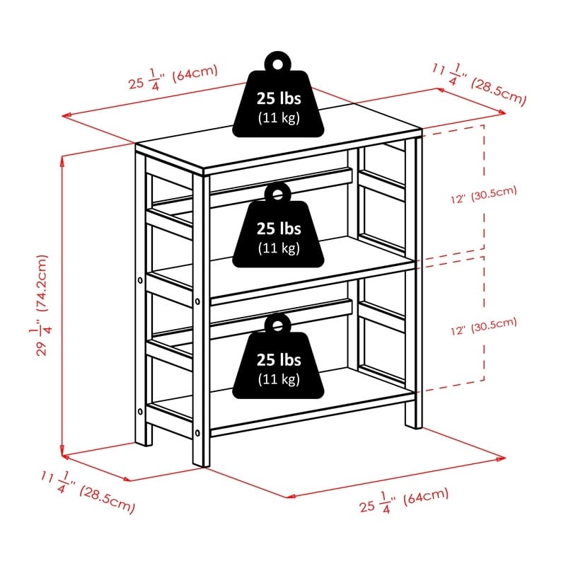 Winsome Leo 2-Section Wide Transitional Solid Wood Storage Book Shelf - Espresso