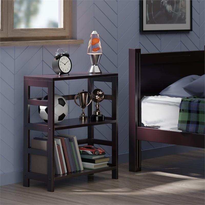 Winsome Leo 2-Section Wide Transitional Solid Wood Storage Book Shelf - Espresso