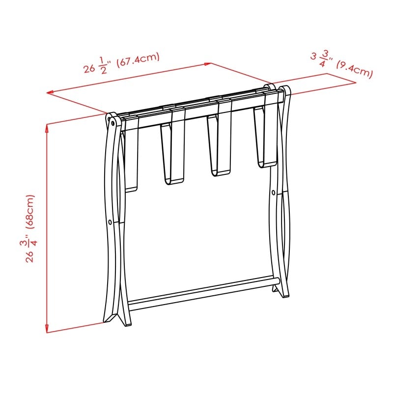 Winsome Scarlett Transitional Solid Wood Luggage Rack in Espresso