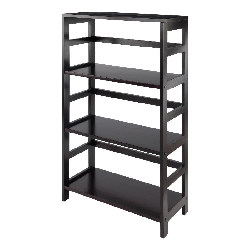 Winsome Leo 3-Section Wide Transitional Solid Wood Storage Book Shelf - Espresso