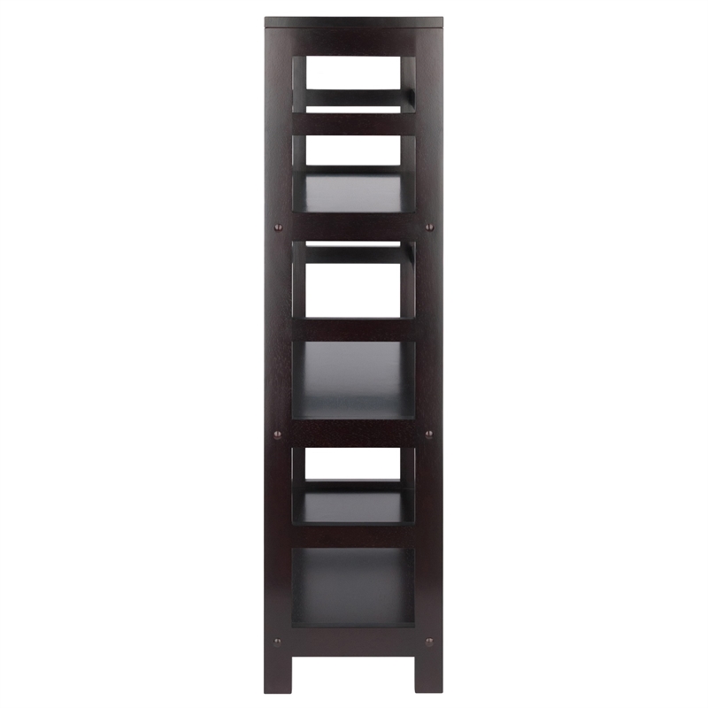 Winsome Leo 3-Section Wide Transitional Solid Wood Storage Book Shelf - Espresso