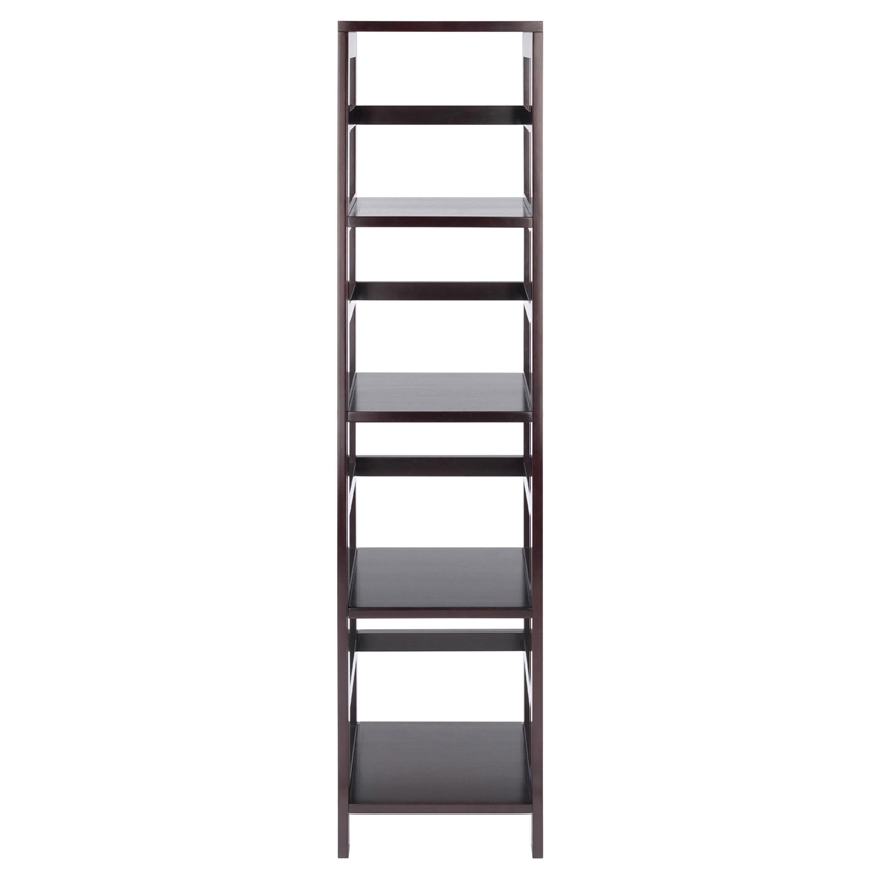 Winsome Leo 4-Section Tall Transitional Solid Wood Storage Book Shelf - Espresso