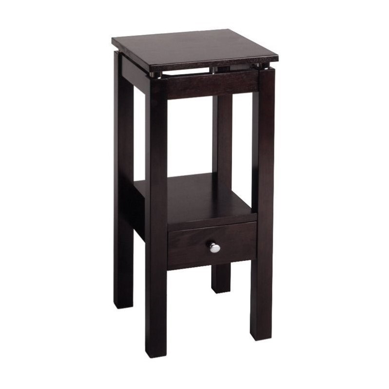 Winsome Linea Brown Wood End Table with Chrome Accents in Dark Espresso