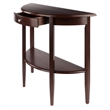 Winsome Concord Half Moon Transitional Solid Wood Console Table in Walnut