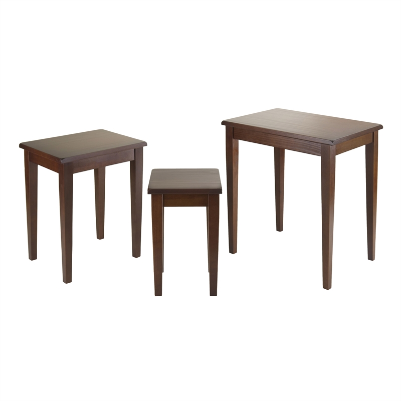 Winsome Regalia 3-Piece Transitional Solid Wood Nesting Tables in Anitque Walnut