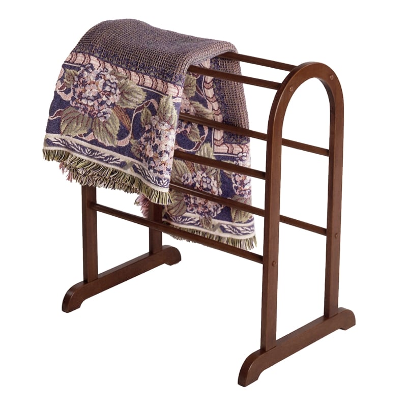 Winsome Eleanor Quilt Solid Wood Blanket Rack Closet Organizer in Antique Walnut