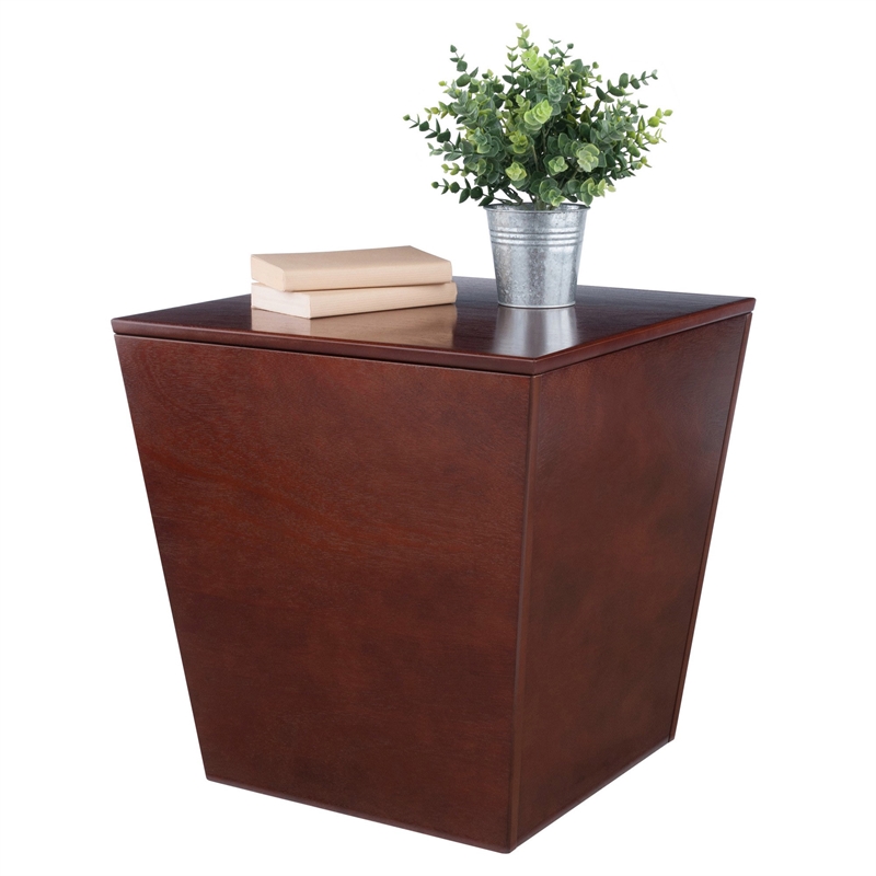 Winsome Mezo Tapereda Storage Solid Wood End Table in Antique Walnut