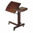 Winsome Olson Adjustable Transitional Solid Wood Mobile Lap Table Cart in Walnut