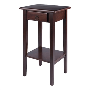 Winsome Regalia Phone Stand Solid Wood Accent Table in Anitque Walnut