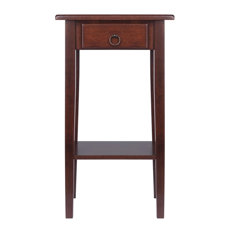 Winsome Regalia Phone Stand Solid Wood Accent Table in Anitque Walnut