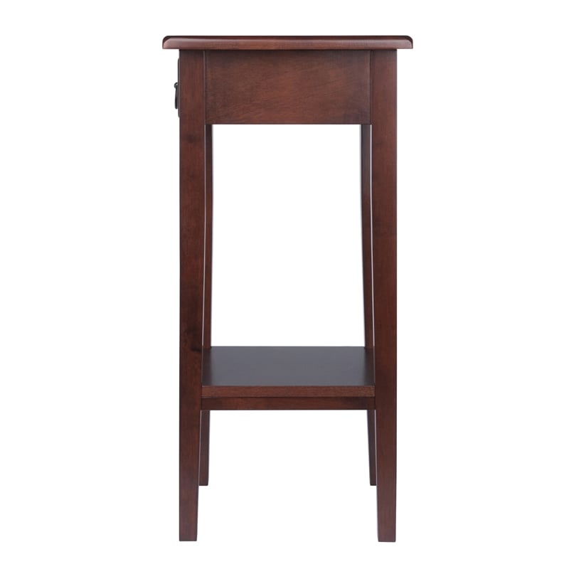 Winsome Regalia Phone Stand Solid Wood Accent Table in Anitque Walnut