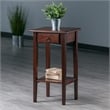 Winsome Regalia Phone Stand Solid Wood Accent Table in Anitque Walnut