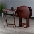 Winsome Corbett 5-Piece Oversize Solid Wood Snack Table Set in Walnut