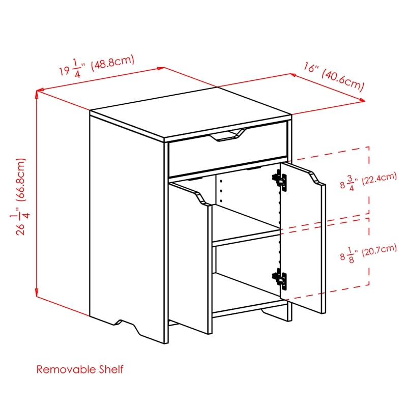 Winsome Nova 1-Drawer Contemporary Wood Storage Cabinet in White