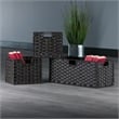 Winsome Melanie 3-Piece Foldable Woven Fiber Wicker / Rattan Basket - Chocolate