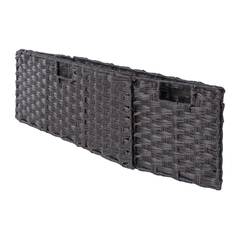 Winsome Melanie 3-Piece Foldable Woven Fiber Wicker / Rattan Basket - Chocolate