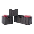 Winsome Melanie 3-Piece Foldable Woven Fiber Wicker / Rattan Basket - Chocolate