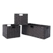 Winsome Melanie 3-Piece Foldable Woven Fiber Wicker / Rattan Basket - Chocolate