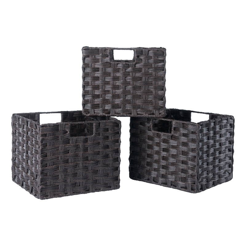 Winsome Melanie 3-Piece Foldable Woven Fiber Wicker / Rattan Basket in Chocolate
