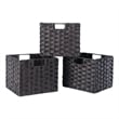 Winsome Melanie 3-Piece Foldable Woven Fiber Wicker / Rattan Basket in Chocolate
