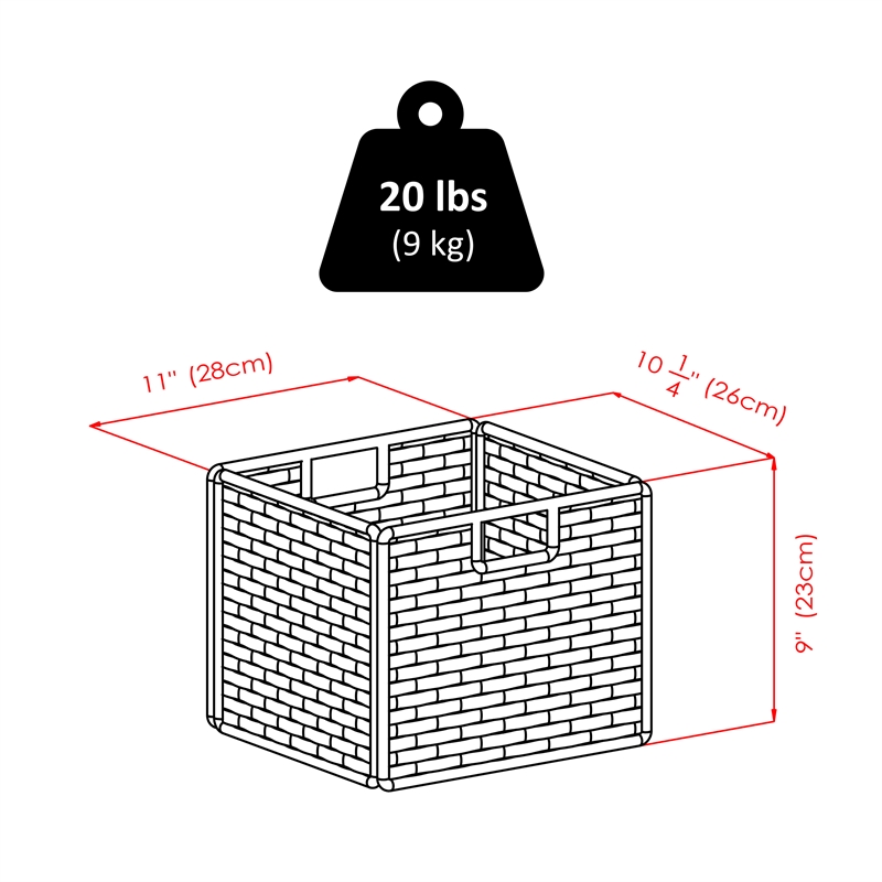 Winsome Tessa 3-Piece Foldable Woven Rope Wicker / Rattan Basket - Walnut