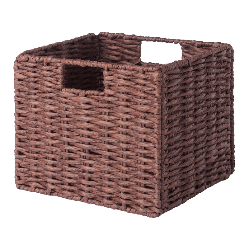 Winsome Tessa 3-Piece Foldable Woven Rope Wicker / Rattan Basket - Walnut
