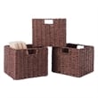 Winsome Tessa 3-Piece Foldable Woven Rope Wicker / Rattan Basket - Walnut
