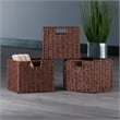 Winsome Tessa 3-Piece Foldable Woven Rope Wicker / Rattan Basket - Walnut