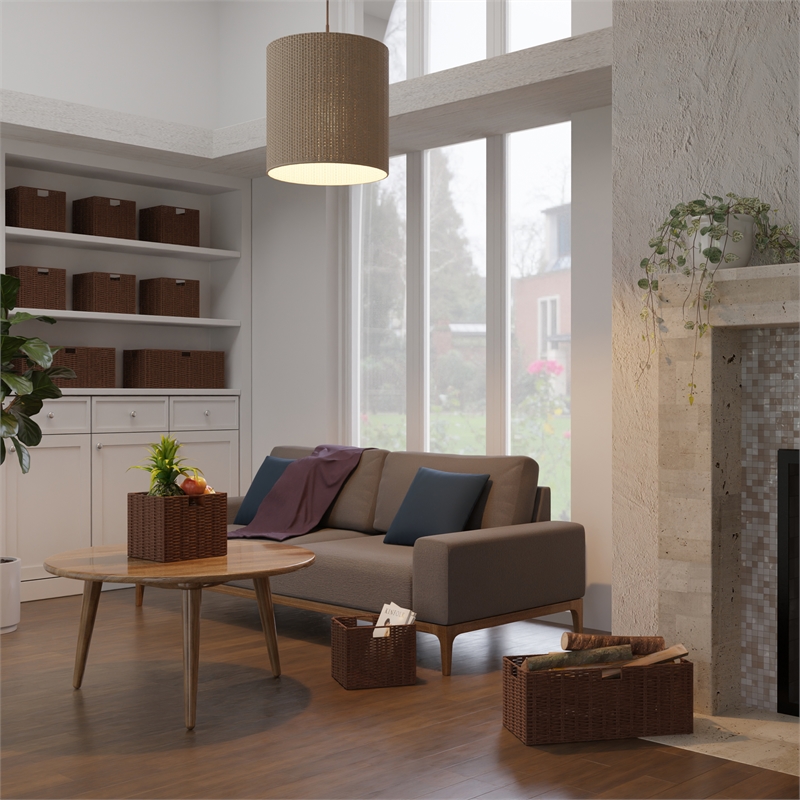 Winsome Tessa 3-Piece Foldable Woven Rope Wicker / Rattan Basket - Walnut