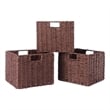 Winsome Tessa 3-Piece Foldable Woven Rope Wicker / Rattan Basket - Walnut