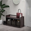 Winsome Addison 4-Piece Storage Solid Wood Bench w/ Baskets - Espresso/Chocolate