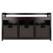 Winsome Addison 4-Piece Storage Solid Wood Bench w/ Baskets - Espresso/Chocolate
