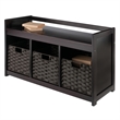 Winsome Addison 4-Piece Storage Solid Wood Bench w/ Baskets - Espresso/Chocolate