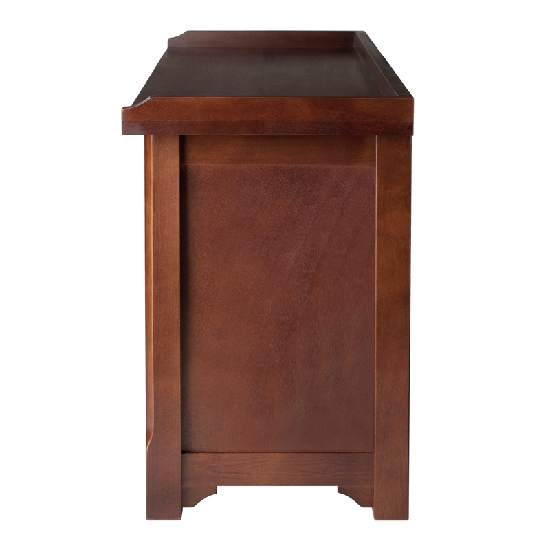 Winsome Milan 4-Piece Storage Solid Wood Bench w/ 3 Foldable Baskets in Walnut