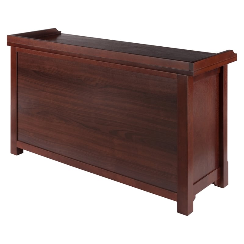 Winsome Milan 4-Piece Storage Solid Wood Bench w/ 3 Foldable Baskets in Walnut