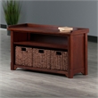 Winsome Milan 4-Piece Storage Solid Wood Bench w/ 3 Foldable Baskets in Walnut
